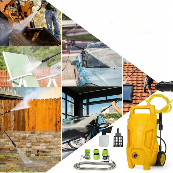 Elektrische drukwasser - 7m slang, spuitpistool voor auto- en vloerreiniging van Merkloos	