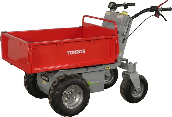 Elektrische dumper 500kg 211l manueel kippen, batterij 48V Torros MEP502 van Torros