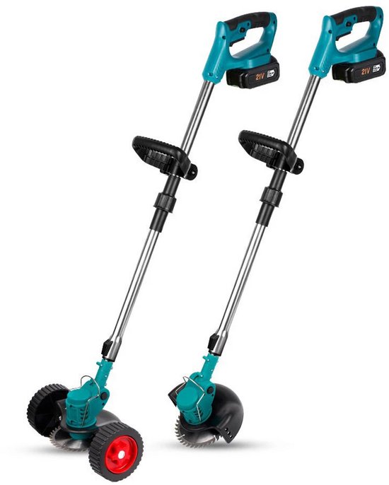 Elektrische grasmaaier - 1 accu - grasmaaiers - grasmaaier accu - grasmaaier elektrisch - grastrimmer - tuin van Merkloos	