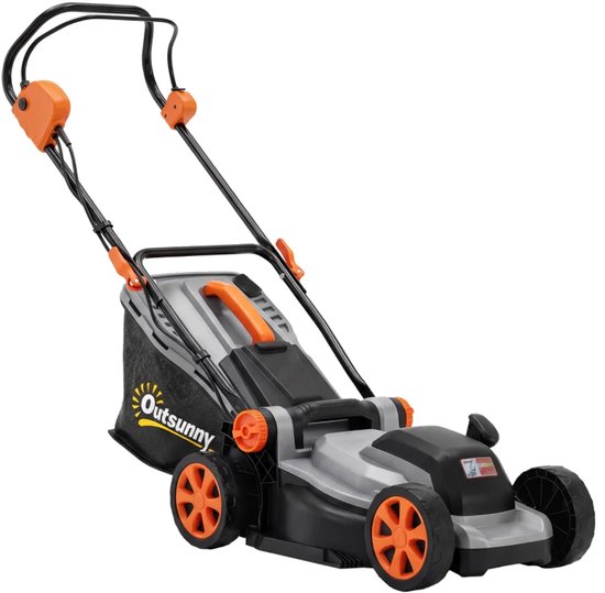 Elektrische Grasmaaier - 1200 W - 34 cm maaibreedte - 35 liter Opvangbak - Mulchfunctie - 6 Instelbare Maaihoogtes (25–75 mm) – in Hoogte Verstelbare Handgrepen (90-100 cm)- Tuingereedschap voor Gazon van Merkloos	