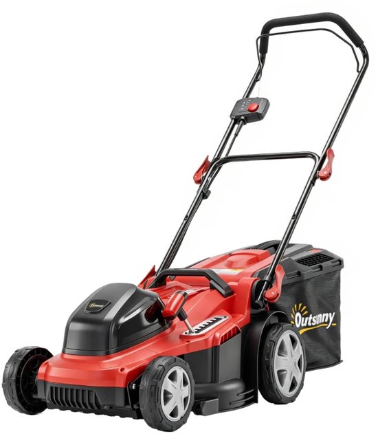 Elektrische Grasmaaier - 800 W - 40 cm maaibreedte - 45 liter Opvangbak - 7 Instelbare Maaihoogtes (25–75 mm) – Accu-indicator - Overbelastingsbeveiliging - Tuingereedschap voor Gazon - Rood + Zwart