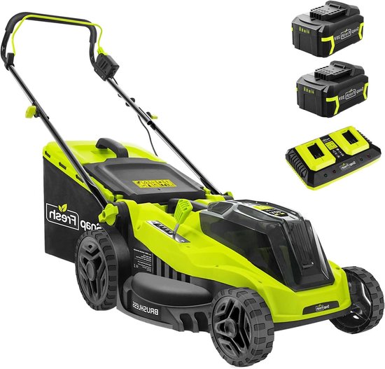 Elektrische Grasmaaier - Draadloze Maaier - Gazon Onderhoud - Met Dubbele Batterij - 38CM Snijbreedte - Groen