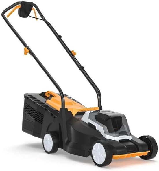 Elektrische Grasmaaier - Duwmaaier Gazonmaaier - Gazon Onderhoud - Maaiassistentie - 32 cm - Geel