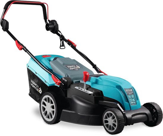 Elektrische grasmaaier - Gazonmaaier - Gazon onderhouden - 5 standen maaihoogte - 38 cm snijbreedte - Blauw