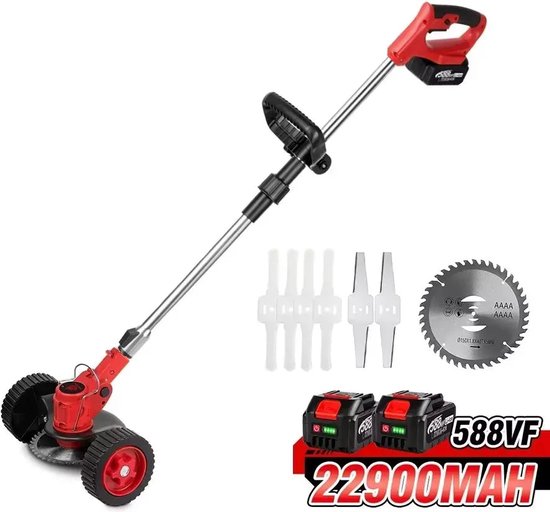 Elektrische grasmaaier - Grastrimmer - Accu Grasmaaier - Grastrimmer met Accu - Elektrische Grasmaaier - Snoerloze Grastrimmer - Opvouwbaar - Verstelbaar - Zonder Accu van Merkloos	