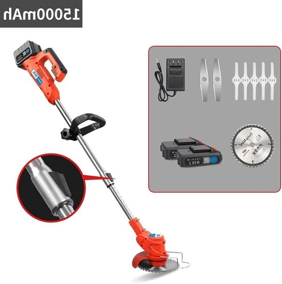 Elektrische Grasmaaier - Oplaadbare Tuinmaaier - Gazon Onderhoud - Lithium Batterij - 35 cm Snijbreedte - Oranje