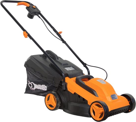 Elektrische grasmaaier - Snoer grasmaaier - Gazon onderhoud - 1200 Watt vermogen - 33 cm snijbreedte - Oranje en Zwart