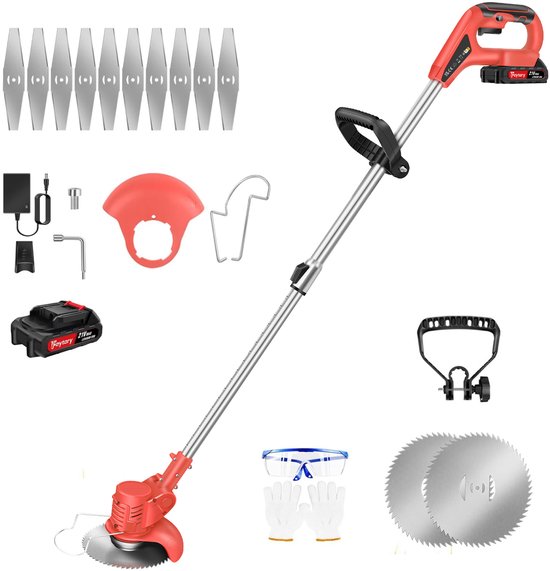 ELEKTRISCHE GRASTRIMMER | Lichtgewicht Onkruidsnijder met Verwisselbare Messen, Beschermuitrusting & Lange Levensduur Accu voor Thuis Tuin