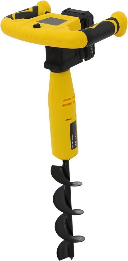 Elektrische Grondboor - Paalgatgraver Accu Boormachine - Gaten Boren - Mangaanstaal Boor - 30x8cm Boor - Geel Zwart