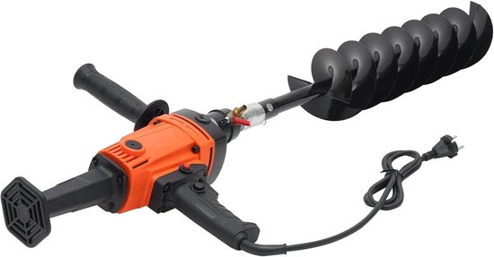 Elektrische Grondboor - Tuinboor Postengraver - Gaten Maken - Traploze Snelheidsregeling - 1.2 Meter - Oranje Zwart