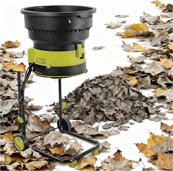 Elektrische Hakselaar - Compost Mulcher Versnipperaar - Tuinafval Verwerken - 17:1 Verkleiningsverhouding - 54 cm Trechter - Zwart
