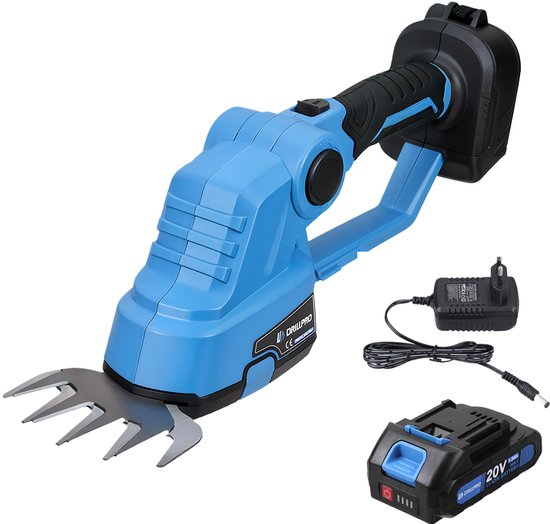 Elektrische Heggenschaar 21V - 8" Mes - 1200 slagen/min - 1/4" Snijcapaciteit - Inclusief 1 Accu - Draadloos en Krachtig voor Tuinonderhoud van Merkloos	