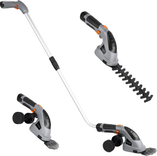Elektrische heggenschaar Fioren - Met accu - 2 in 1 - Telescopische takkenschaar - Grijs - Snoeischaar - Draadloos - Telescopisch - Steel van Merkloos	