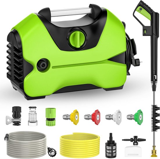 Elektrische Hogedrukreiniger 120 bar met 4 Sproeipatronen en Oppervlaktereiniger van Merkloos	