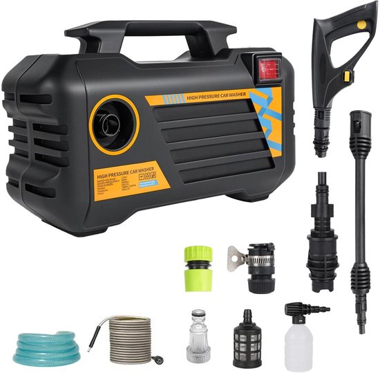 Elektrische Hogedrukreiniger 3000W – Tot 120 Bar – Zelfaanzuigend – 2 Slangen – Schuimfles – Voor Auto & Tuin