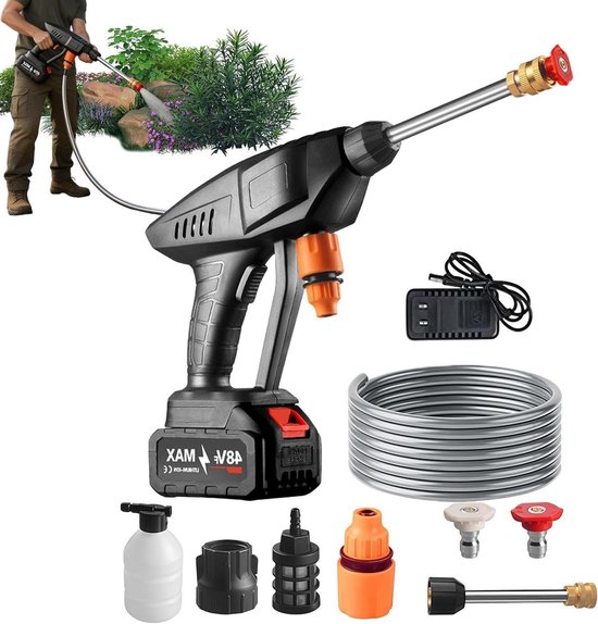 Elektrische Hogedrukreiniger - Autowasapparaat Reinigingsmachine - Voertuig Buiten Schoonmaken - Draadloze Schuimtoepassing - 33x29x13 cm - Enkel attribuut