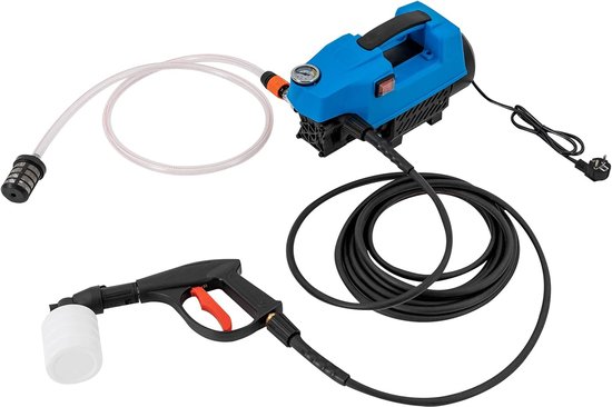 Elektrische hogedrukreiniger - Draagbare reiniger - Auto terras tuin - Drie reinigingsmodi - 10 MPa druk - Zwart en blauw