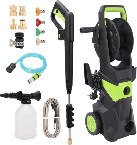 Elektrische Hogedrukreiniger - Krachtige Reiniger - Buitenreiniging - 4000PSI Waterdruk - 32ft Slang - Groen