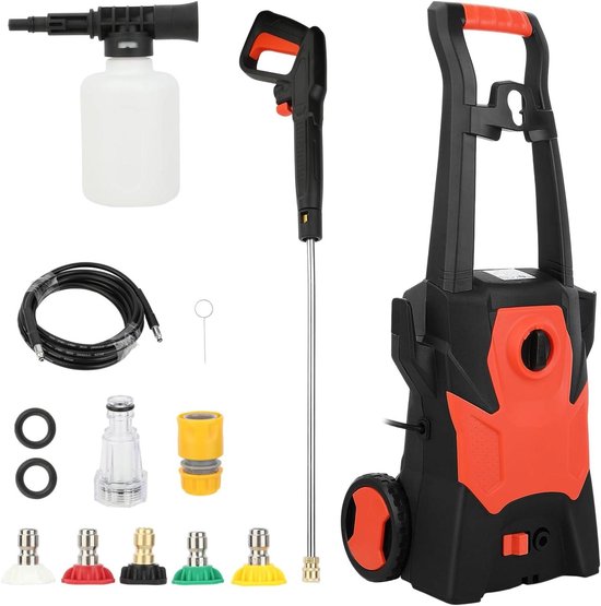 Elektrische Hogedrukreiniger - Powerwasher Auto Tuin - Buitenshuis Schoonmaken - Automatische Veiligheidscontrole - 1400W 75 Bar - Grijs