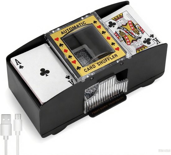 Elektrische kaartenschudmachine voor 1-2 decks - USB-/batterijvoeding - mengmachine - kaartenmixer - kaartenschudder - kaartenmixer - kaartenschudapparaat voor UNO - Blackjack - Texas Hold Em van Merkloos	