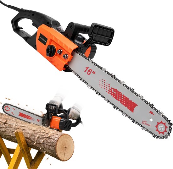 Elektrische Kettingzaag - 16 inch Kettingzaag - Snoeizaag - Takkenzaag - Handzaag - 1600W bekabelde elektrische kettingzaag - voor brandhout