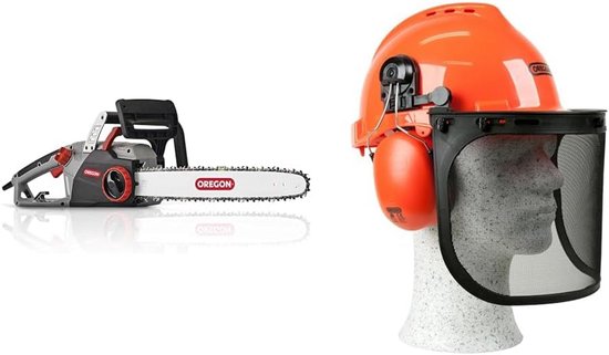 Elektrische Kettingzaag 2400W met Veiligheidshelm en Vizier - Krachtig en Stil van Merkloos	