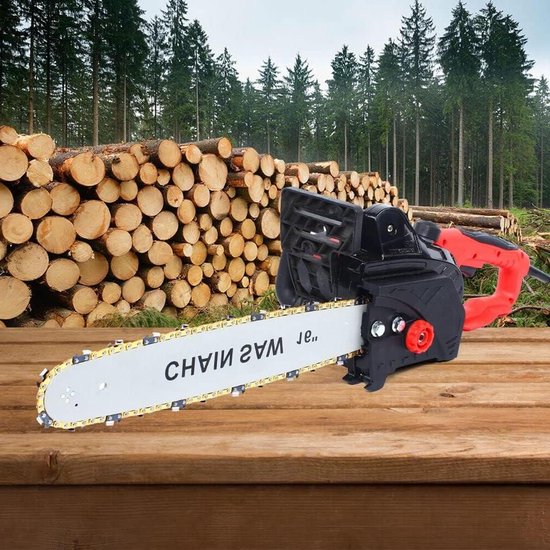 Elektrische Kettingzaag - Houtzaag Boomzaag - Tuinonderhoud Snoeien - Gereedschapsloze Instelling - 406 cm Geleideplaat - Koperrood