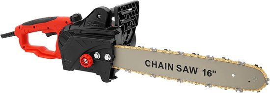 Elektrische Kettingzaag - Krachtige Houtzaag - Snel Hout Zagen - Automatische Kettingsmering - 405 mm Geleidingsplaat - Rood
