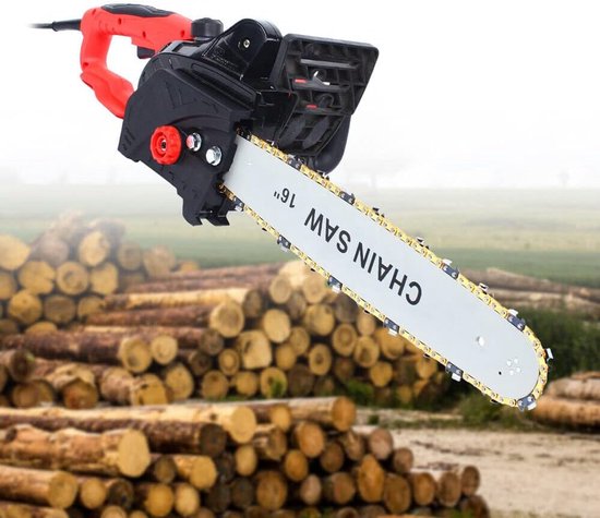 Elektrische Kettingzaag - Takkenzaag Snoer - Hout Zagen - Gereedschapsloos Spannen - 40cm Zaagblad - Rood