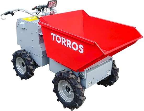 Elektrische knikdumper 4x4 wielaandrijving 350kg 158 l hydraulisch kippen, batterij 48V Torros MED303HK van Torros