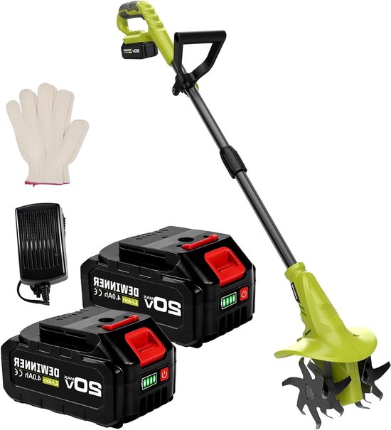 Elektrische Motorhak – Motorbestrijder – Grondfrees – Cultivator – Bodembewerker – Draadloos Met 2 Batterijen – 400W Motor Met 20 Cm Werkbreedte van Merkloos	