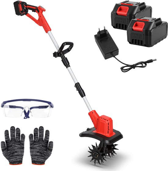 Elektrische motorhakselaar en tuinfrees voor grondbewerking, 400W rood en zwart van Merkloos	