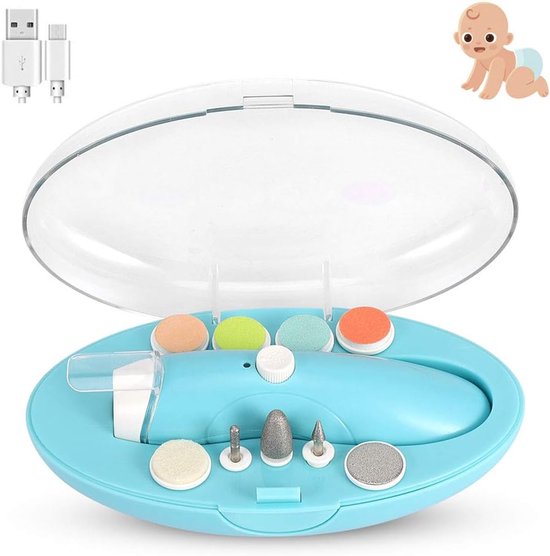 Elektrische Nagel Trimmer - 9 in 1 Stille en Veilige Nagelvijl voor Baby met Licht - Oplaadbare Nagelvijl Snelle Manicure Polijst Clippers Pedicure voor Jongens / Meisjes van Pursalen