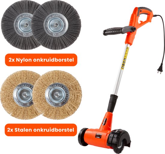 Elektrische onkruidborstel 400W - Inclusief 4 borstels - 11cm diameter - Voegenreiniger - Stalen en Nylon borstel - Voegenborstel - Onkruidverwijderaar - Set van 4 borstels - Onkruidverdelger - Voegborstel van Güde