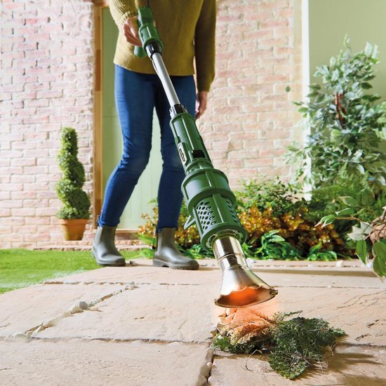Elektrische onkruidbrander - Weg met onkruid - Terrassen reinigen - Chemisch vrij - 98 cm werkhoogte - Zwart