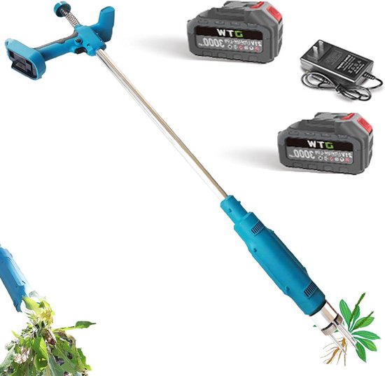 Elektrische onkruidtrekker - Staande wortelverwijderaar - Tuinonderhoud - Ergonomisch ontwerp - 2 Batterijen - Zilver