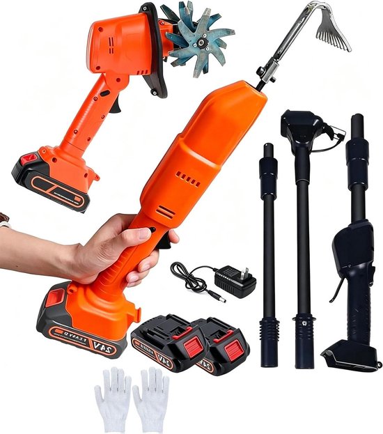 Elektrische onkruidtrekker - Tuinfrees cultivator - Tuinonderhoud - Draadloos 2-in-1 ontwerp - 10cm ploegbreedte - Zwart