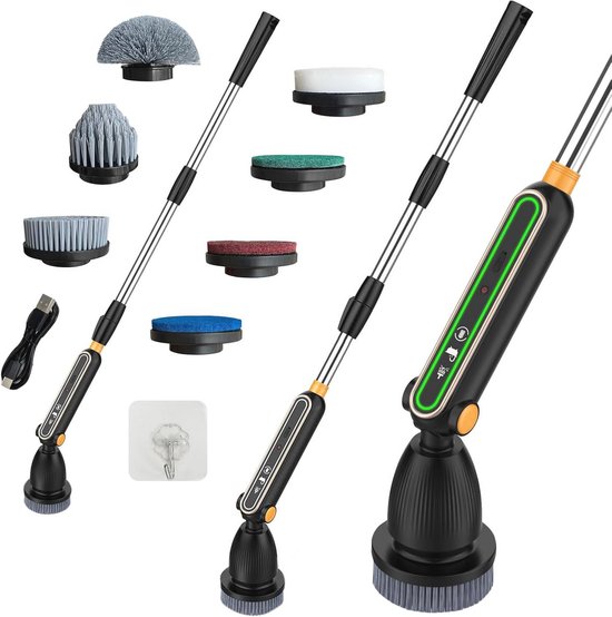 Elektrische Reiniger met 7 Verwisselbare Borstelkoppen en Verstelbare Handgreep voor Badkamer, Keuken en Auto van Merkloos	