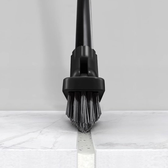 Elektrische schoonmaakborstel - Zwart - 132 cm - Stijve Varkenshaar en Stalen Steel - Voor Tegelvoegen en Vloeren