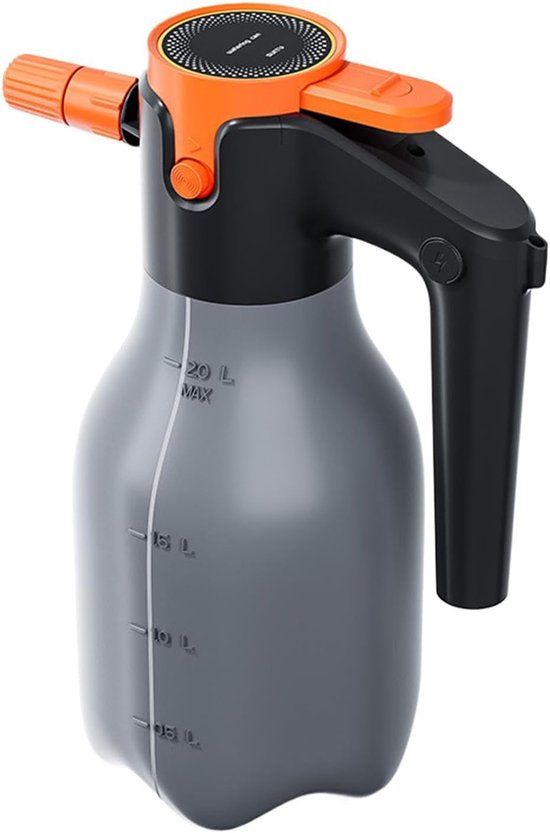 Elektrische Schuimsproeier - Oplaadbare Sproeier - Auto Wassen - Geoptimaliseerde Schuimproductie - 2 Liter Capaciteit - Grijs Oranje