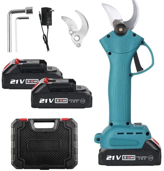 Elektrische Snoeischaar-2 accu's-1 vervangbaar mes- Borstelloze, Draadloze voor tuin en Takken. van Merkloos	