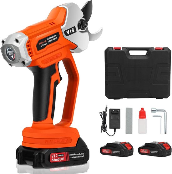 Elektrische snoeischaar 35 mm met lcd-display en led-werklicht, borstelloze motor voor takken, struiken en stammen van DeWalt