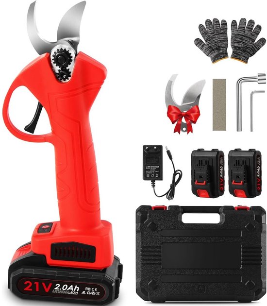Elektrische Snoeischaar - Heggenschaar Accu - Takkenschaar Electrisch - Rood van FECTROK.