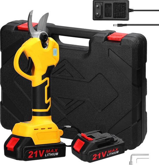 Elektrische Snoeischaar - Incl. Koffer - Takkenschaar - Efficiënte Heggenschaar - Met Oplader - 21V van Merkloos	