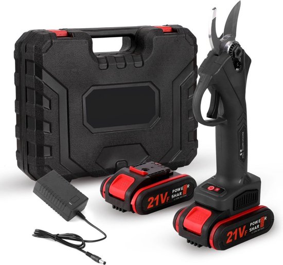 Elektrische Snoeischaar - Met 2 Oplaadbare Accu's - Inclusief Opslagcase En Montagekit - Gemakkelijk Snoeien En Tuin Onderhouden - Zwart van MaxxGarden