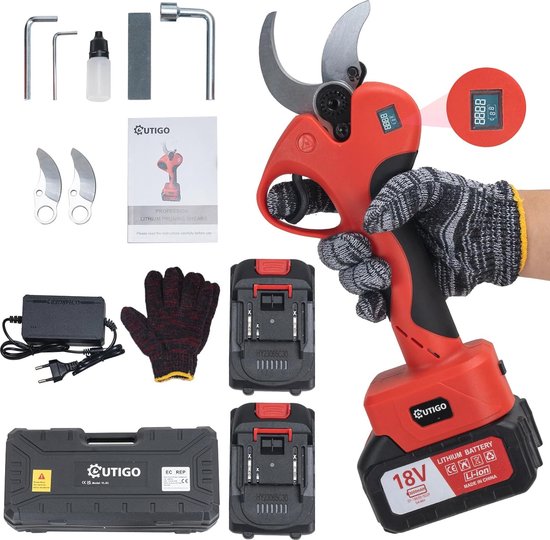 Elektrische Snoeischaar met 2 Oplaadbare Batterijen en Display - Perfect voor Tuinieren en Snoeien van Merkloos	