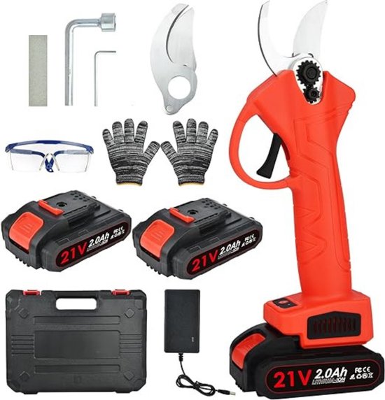 Elektrische Snoeischaar – Takkenschaar Met Accu – Bloemenschaar – Heggenschaar Complete Set Inclusief Opbergdoos, Moersleutel, Handschoenen Etc van Blumtal