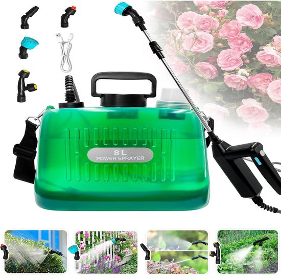 Elektrische Sproeier 8l, Accu-Aangedreven Drukspuit, 6 Sproeistanden, Multifunctionele Sproeier.