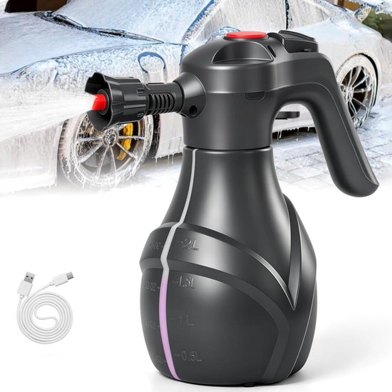 Elektrische Spuitfles - Spray Bottle - Foamer Auto - Schuimsproeier - Sproeier Machine - Tuin Onderhoud - Eenvoudig te Bedienen - 2600 mAh - 2L - Zwart