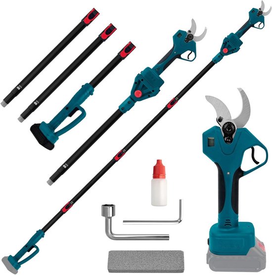 Elektrische takkenschaar met verlengstang - Maximale opening 65 mm - Snijdiameter 40 mm - Telescopische tuinschaar - Batterijgevoed - Compatibel met 18 V - Boomsnijden - Lang bereik van 2,2 m van Güde